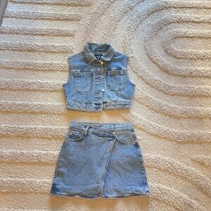 Denim Vest and Skirt Set